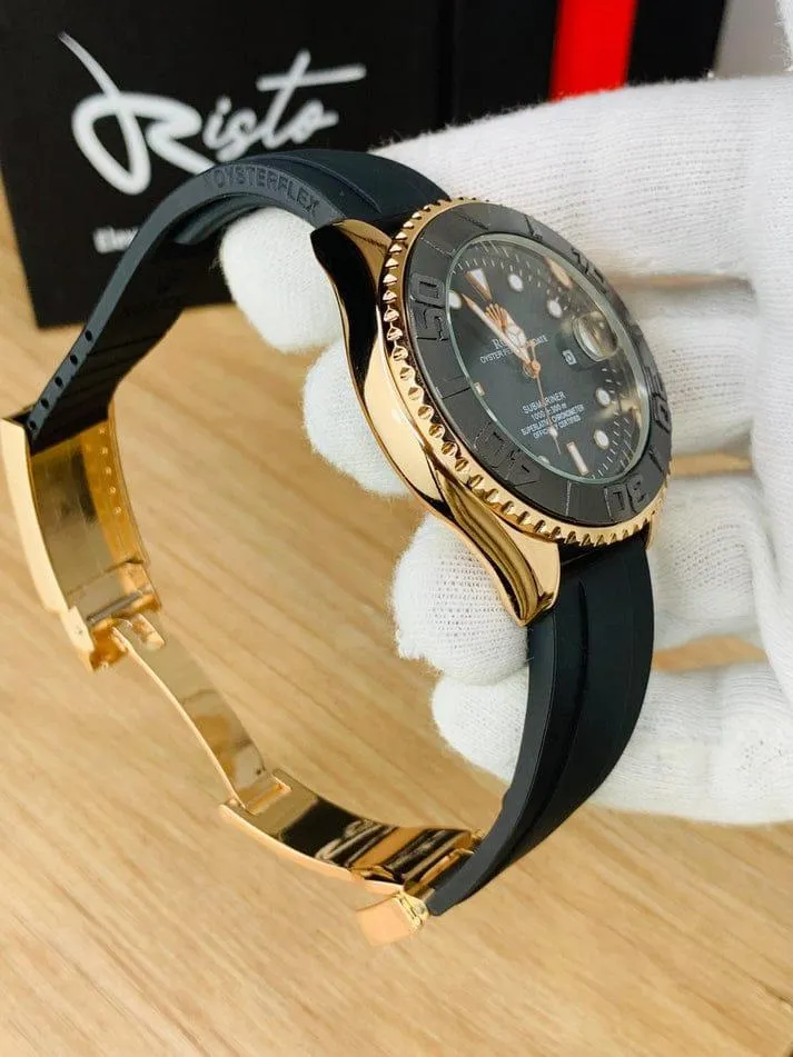 Men's Luxury Rolex Submariner Watch - Gold & Black Water Resistant