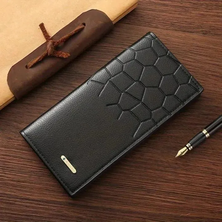 Premium Leather Wallet for Men - Stylish Croc Texture Slim Bifold Wallet