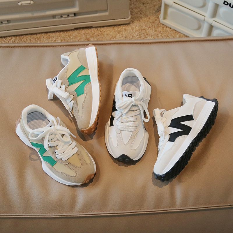 Kids White Korean Lace-Up Sports Shoes - Comfortable Casual Sneakers for Girls & Boys