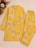 Women's Unstitched 3-D Block Printed 2-Piece Cotton Suit (Yellow)
