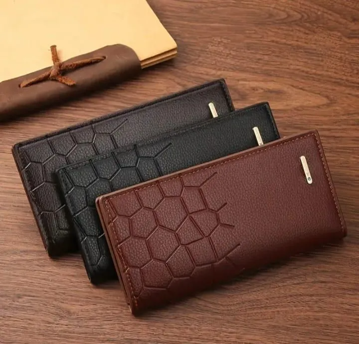 Premium Leather Wallet for Men - Stylish Croc Texture Slim Bifold Wallet