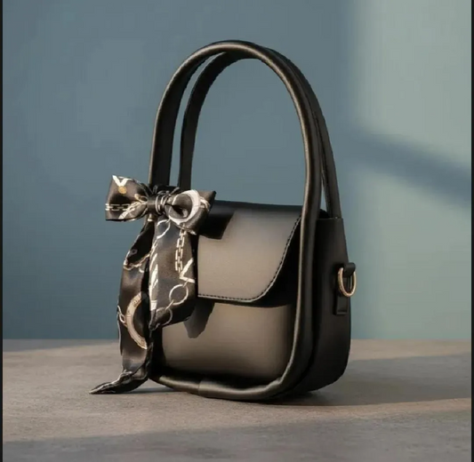 Girls Cute PU Leather Handbag with Bow Accent - Mini Top-Handle Party Purse