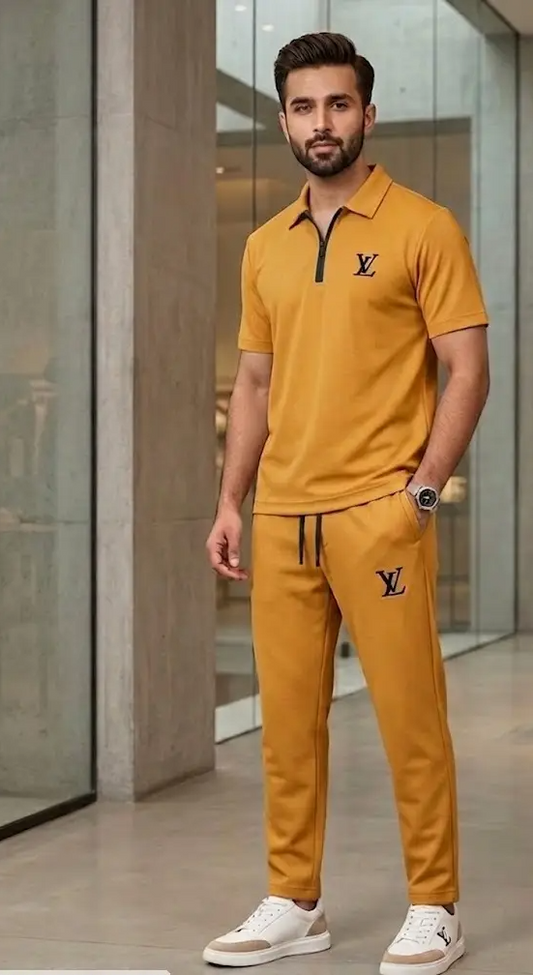 2-Piece Zipper Polo & Joggers Set