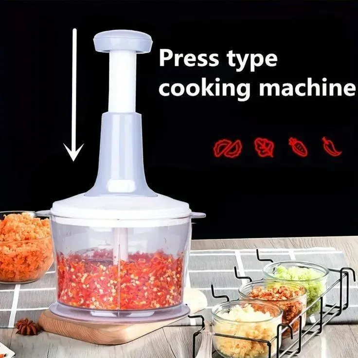Premium 9-in-1 Manual Food Chopper - 2000ML Large Vegetable Slicer & Cutter Bowl