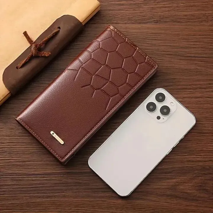 Premium Leather Wallet for Men - Stylish Croc Texture Slim Bifold Wallet