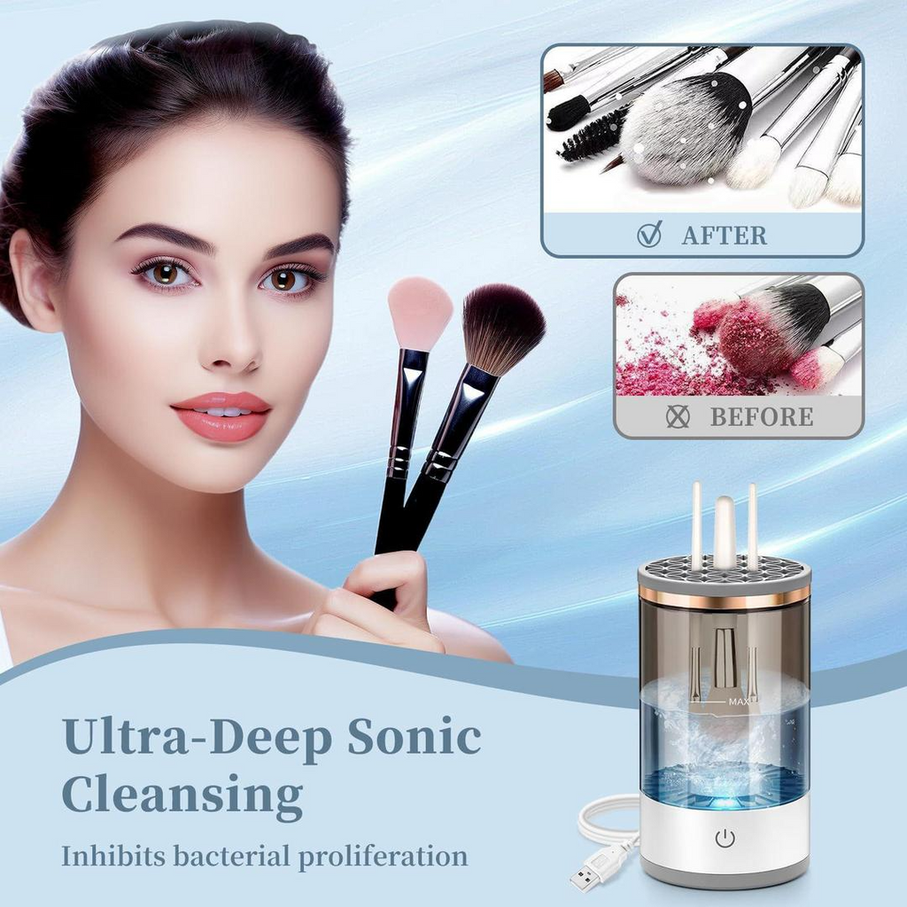 Automatic Electric Makeup Brush Cleaner & Dryer - Reusable No-Leak Eco-Friendly Spinner