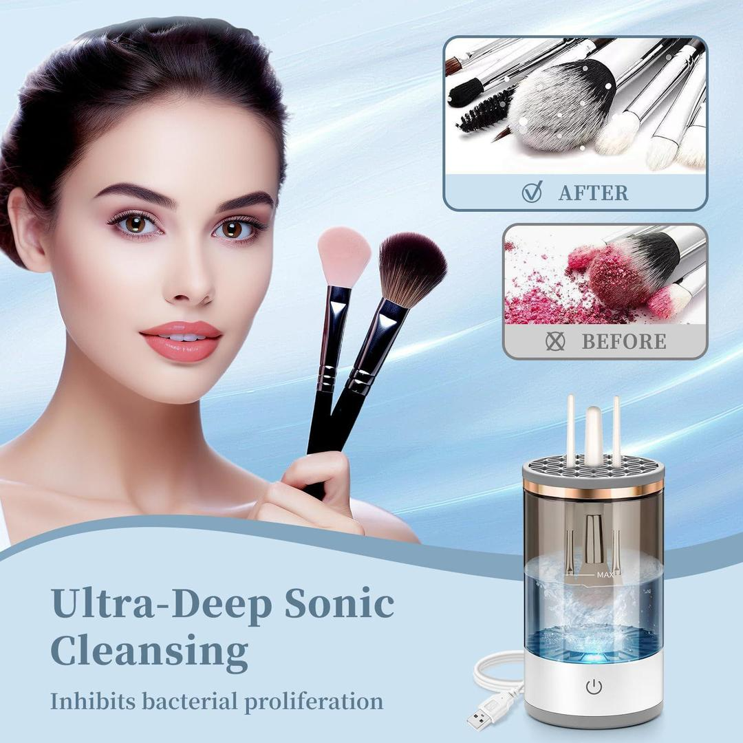 Automatic Electric Makeup Brush Cleaner & Dryer - Reusable No-Leak Eco-Friendly Spinner