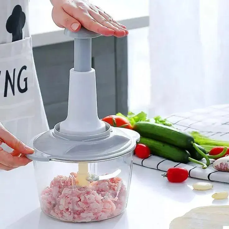 Premium 9-in-1 Manual Food Chopper - 2000ML Large Vegetable Slicer & Cutter Bowl