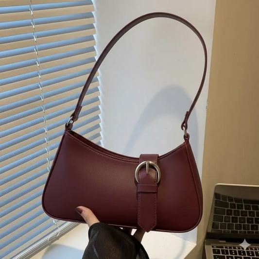 Minimalist Women's Rexine Shoulder Bag - Classic Solid Color Handbag