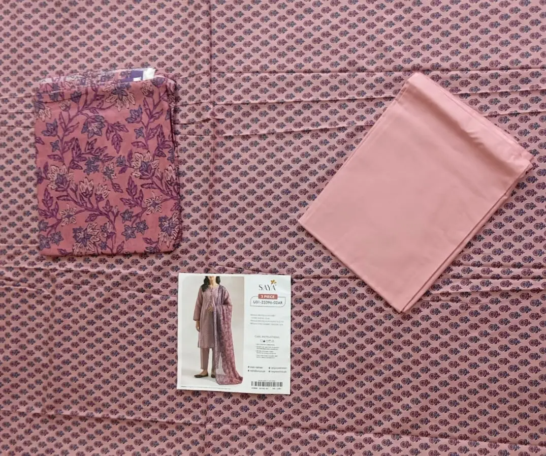 Women's Unstitched Premium Printed Lawn 3-Piece Suit with Digital Print Dupatta (Pink)