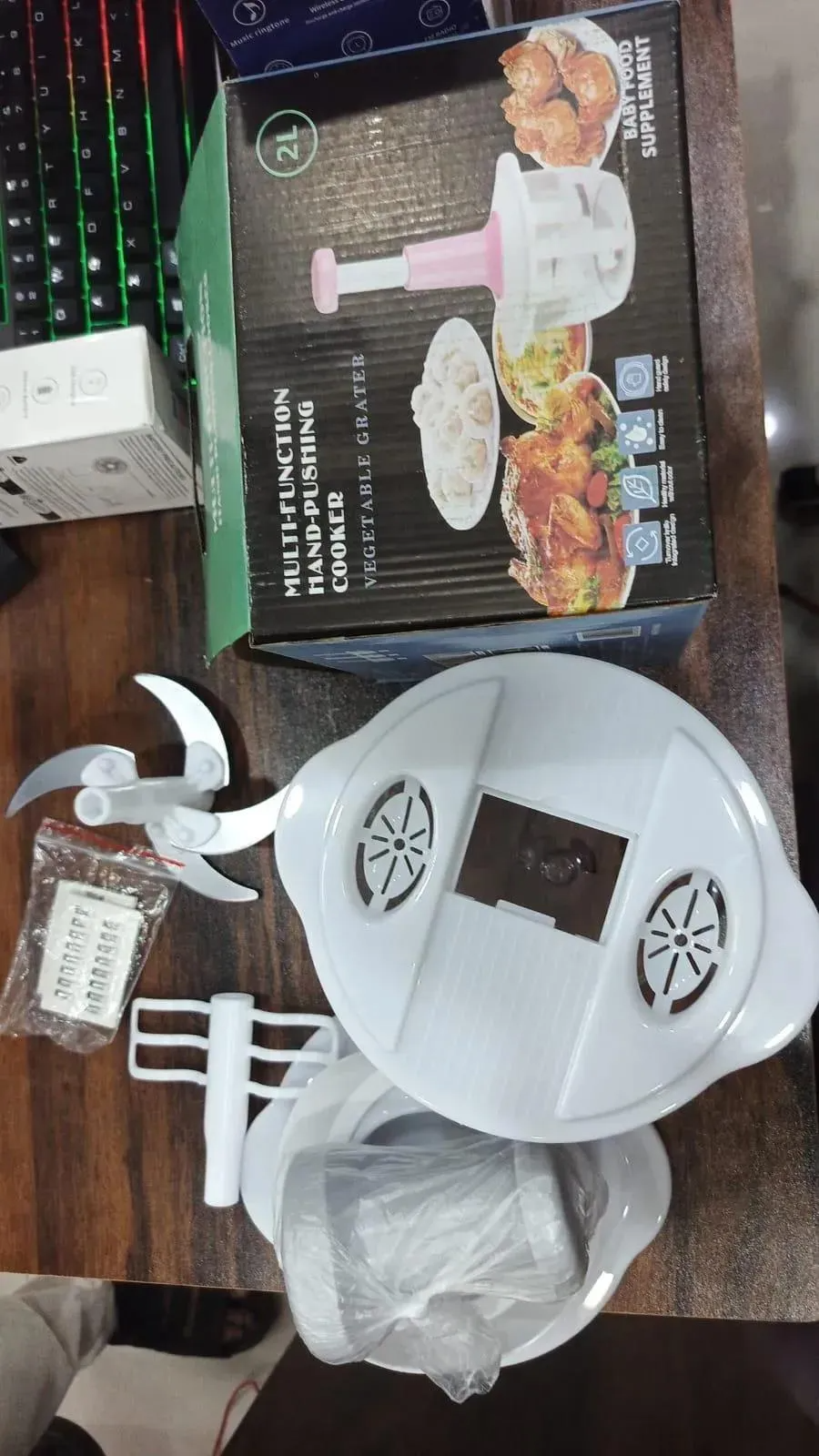Premium 9-in-1 Manual Food Chopper - 2000ML Large Vegetable Slicer & Cutter Bowl