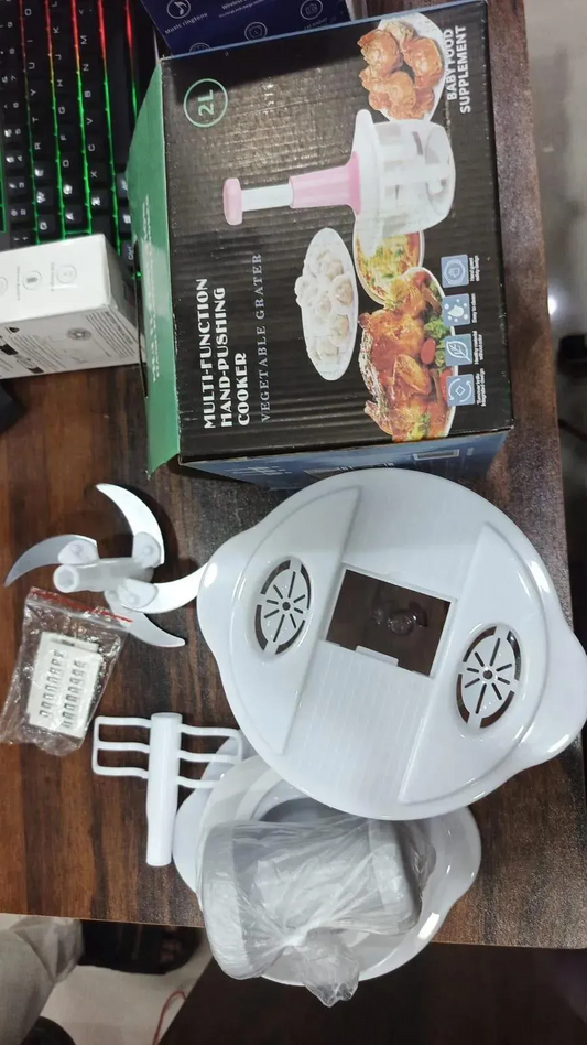 Premium 9-in-1 Manual Food Chopper - 2000ML Large Vegetable Slicer & Cutter Bowl