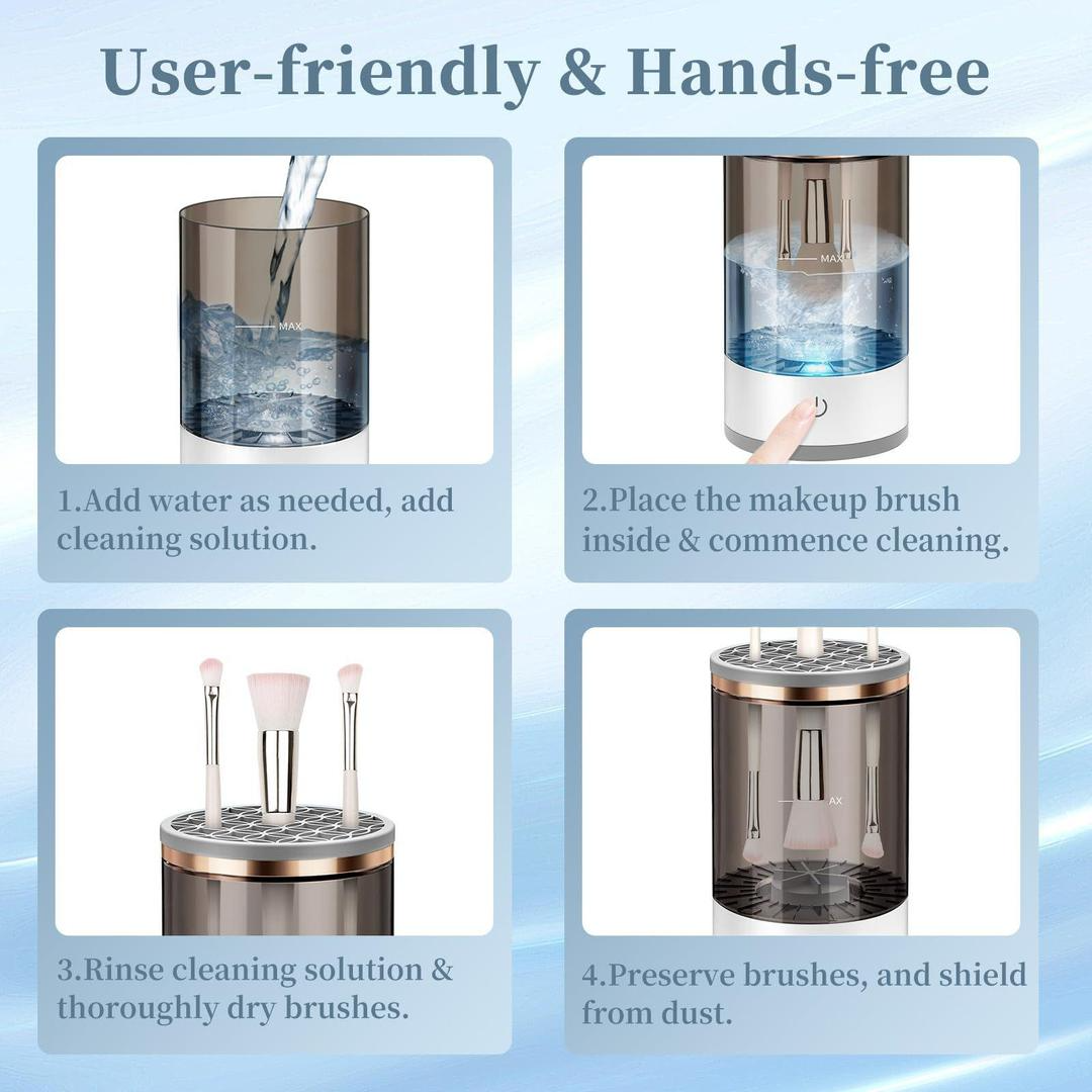 Automatic Electric Makeup Brush Cleaner & Dryer - Reusable No-Leak Eco-Friendly Spinner