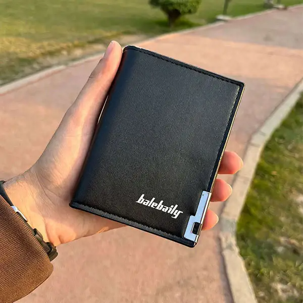 Premium Men's Leather Wallet - Compact Bi-Fold Slim Wallet with Zipper Closure
